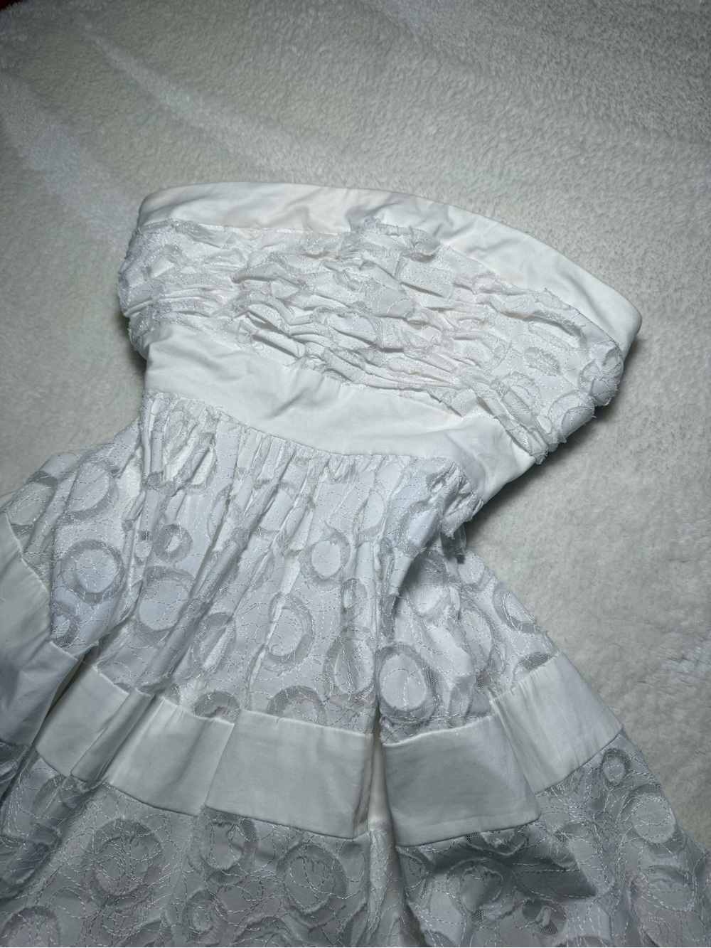 Jessica Simpson White Strapless Embroidered Midi Dress | Size S (US 4) - Picture 5 of 9